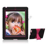 Snap-on Defender Case Cover med stativ til Den Nye iPad 2. 3. 4. Gen - Rose / Black