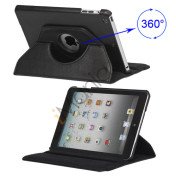 360 Degree Rotary Leather Case with Elastic Strap til iPad Mini - Sort