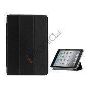 Folio Style Leather Magnetic Case Cover til iPad Mini - Sort