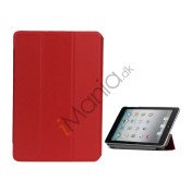 Folio Style Leather Magnetic Case Cover til iPad Mini - Rød