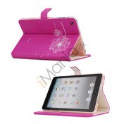 Elegant Dandelion Litchi Læder Stand Case Cover til iPad Mini - Rose / Hvid