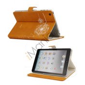 Elegant Dandelion Litchi Læder Stand Case Cover til iPad Mini - Gul / Hvid