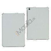 Mønstret Lychee Leather Folio Cover Case til iPad Mini - Hvid