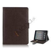 iPad Mini Smart Cover Magnetic Stand PU Lychee Leather Case - Brun