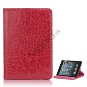 Croco 360 Rotation Læder Stand Case Cover til iPad Mini med elastisk lukning - Rose