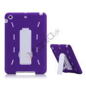 2 i 1 Build-in Stand Silikone og plast Assembly Case Cover til iPad Mini - Hvid / Lilla