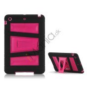 Trapez Mønster Plastic & Silicone ArmoRød Combo Taske med Stand til iPad Mini - Rose / Sort