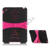 Rugged Wave Mønster Silikone og plast Hybrid Case Stand the iPad Mini - Rose / Sort