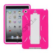 Rugged Samlet Silicone & Plastic Combo Case med Stand til iPad Mini - Hvid / Rose