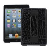 Crocodile Leather Belagt med Convenient handstrap Hard Back Case til iPad Mini - Sort
