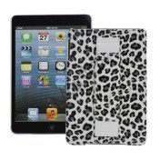 Leopord Læder Skin Cover Shell med Premium handstrap til iPad Mini - Grå