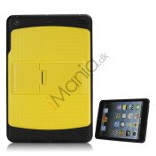 Robuste Konkave Dots TPU og plast Hybrid Beskyttende Case med Kickstand til iPad Mini - Sort / Gul