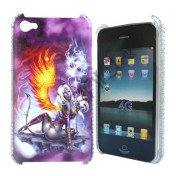 iPhone 4 / 4S bling cover Magisk troldkvinde med flammevinger