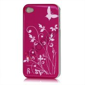 iPhone 4 cover Lakeret og med sommerfugle, pink