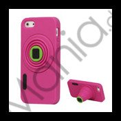 3D-kamera Blød Silikone Stand Case iPhone 5 cover - Rose