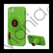 3D Camera Soft Silikone Stand Case iPhone 5 cover - Grøn