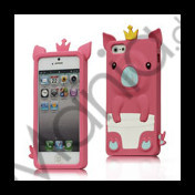 Sød 3D Crown Pig Silikone Case iPhone 5 cover - Rose