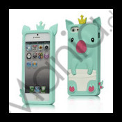 Sød 3D Crown Pig Silikone Case iPhone 5 cover - Grøn