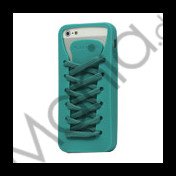 Sporty Snørebånd Silikone Case iPhone 5 cover - Cyan