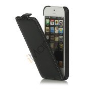 Slim iPhone 5 Læderetui Cover med hvide stikninger Line