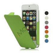 Slim Lodret Mønstret Mesh Læder Flip Case til iPhone 5