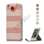 Vandret Stripe Magnetisk Læder Stand Case Wallet til iPhone 5