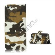 Camouflage Canvas Wallet Case Cover Holder til iPhone 5 - Brun