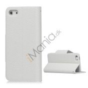 Magnetisk Mat Læder Kreditkort Wallet Stand Case iPhone 5 cover - Hvid