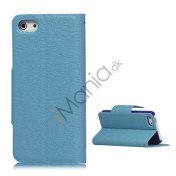 Magnetisk Mat Læder Kreditkort Wallet Stand Case iPhone 5 cover - Baby Blå