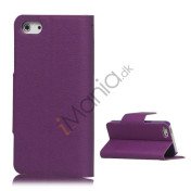 Magnetisk Mat Læder Kreditkort Wallet Stand Case iPhone 5 cover - Lilla