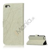 Spredt Linie PU Læder Flip Stand Case til iPhone 5 - Hvid