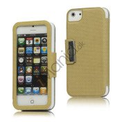 Folio Style PU Læder Magnetisk Case iPhone 5 cover - Beige