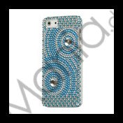 Koncentriske cirkler Smykkesten Bling Case iPhone 5 cover - Hvid / Blå