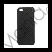 Carbon Fibre Læder Coated Hard Case til iPhone 5 - Sort