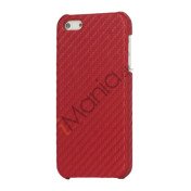 Carbon Fibre Læder Coated Hard Case til iPhone 5 - Rød