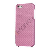 Carbon Fibre Læder Coated Hard Case til iPhone 5 - Pink