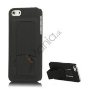 iPhone 5 Gummibelagt Hard Case med Stand - Sort