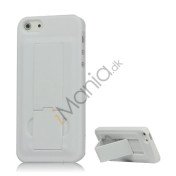 iPhone 5 Gummibelagt Hard Case med Stand - Hvid