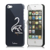 Svane Cadmieret Diamant Cover Case til iPhone 5 - Sort