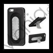 Børstet Metal & Plastic Combo Stand Case iPhone 5 cover - Sort