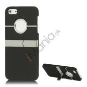 iPhone 5 Gummi Hard Cover Case med Stand - Sort