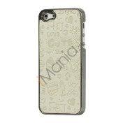 Tegneserie Graffiti Læder Coated Hard Case til iPhone 5 - Hvid