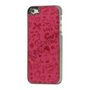 Tegneserie Graffiti Læder Coated Hard Case til iPhone 5 - Rose