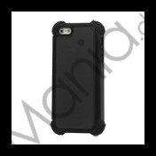 Lodrette striber Plastic og Silikone Hybrid Case til iPhone 5 - Sort