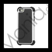 Lodrette striber Silikone og Plastic Hybrid Case til iPhone 5 - Sort / Hvid