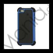 Lodrette striber Plastic og Silikone Hybrid Case til iPhone 5 - Sort / Blå