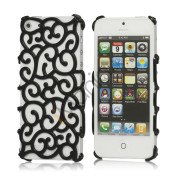 Bagning Maleri Hollow Palace blomstermønster Hard Case iPhone 5 cover - Sort