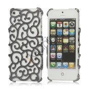 Hollow Palace Blomster Mønster Metalbelagt Hard Case iPhone 5 cover - Grå