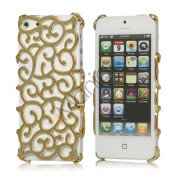 Hollow Palace Blomster Mønster Metalbelagt Hard Case iPhone 5 cover - Gold