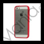 TPU Bumper Ramme Clear Transparent Plastic Combo Beskyttelses Case til iPhone 5 - Red